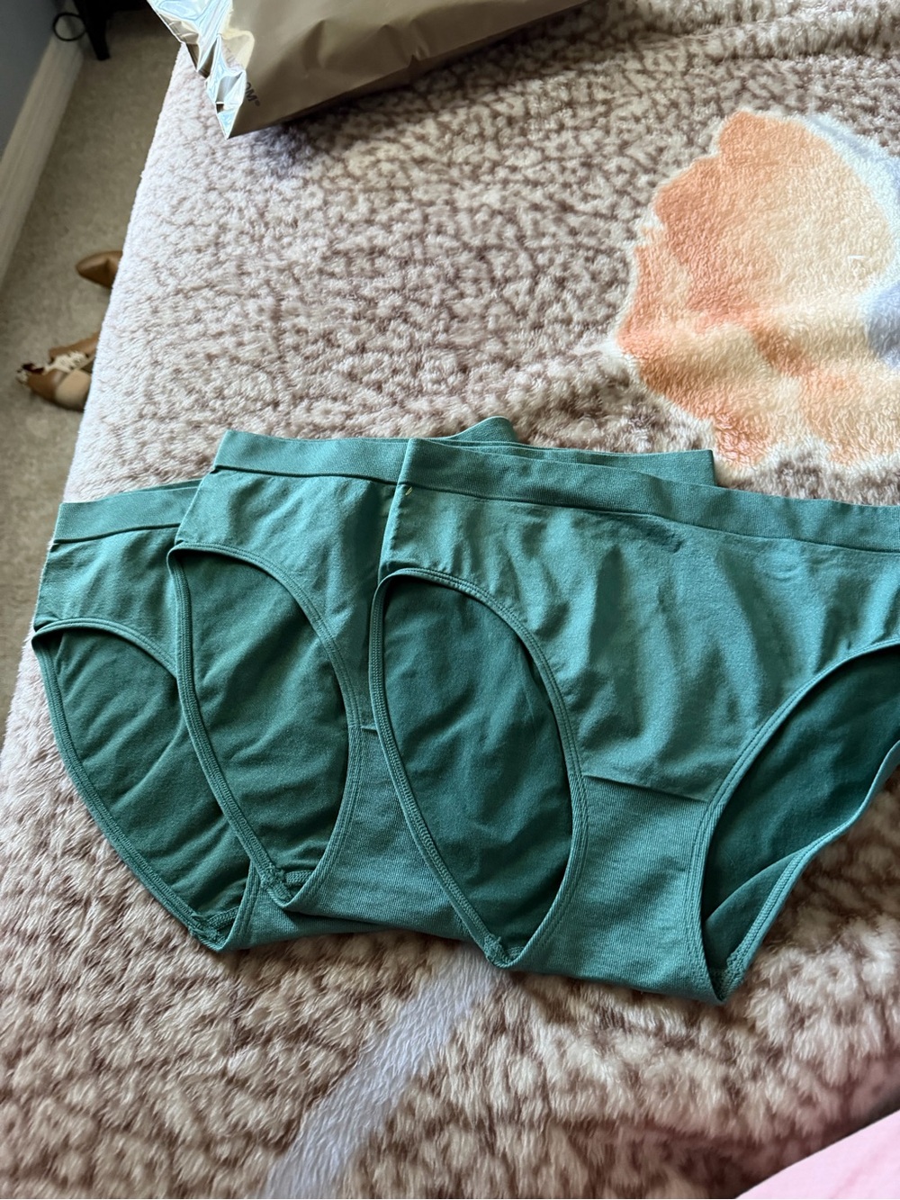 Quince Women's Teal Green Cotton Brief Panties - Set of 3, FIRM PRICE